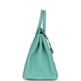 Pre-owned Hermes Birkin 35 Bleu Atoll Togo Palladium Hardware - Thumbnail View 3