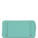 Pre-owned Hermes Birkin 35 Bleu Atoll Togo Palladium Hardware - Thumbnail View 6
