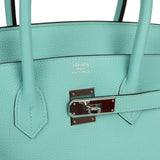 Pre-owned Hermes Birkin 35 Bleu Atoll Togo Palladium Hardware - Thumbnail View 7