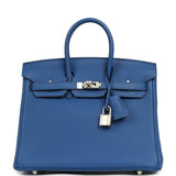 Hermes Birkin 25 Bleu France Togo Palladium Hardware - Thumbnail View 1