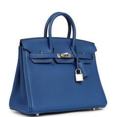 Hermes Birkin 25 Bleu France Togo Palladium Hardware