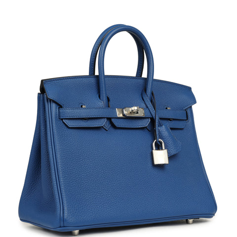 Hermes Birkin 25 Bleu France Togo Palladium Hardware