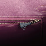 Hermes Birkin Ghillies 30 Violet, Bleu De Malte, Chocolat Ostrich Palladium Hardware - Thumbnail View 8