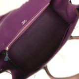 Hermes Birkin Ghillies 30 Violet, Bleu De Malte, Chocolat Ostrich Palladium Hardware - Thumbnail View 10