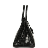 Vintage Hermes Birkin 35 Black Shiny Niloticus Crocodile Palladium Hardware - Thumbnail View 3