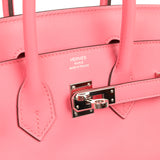 Pre-owned Hermes Birkin 25 Rose Azalee Swift Palladium Hardware - Thumbnail View 7