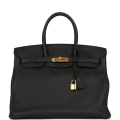 Pre-owned Hermes Birkin 35 Black Togo Gold Hardware