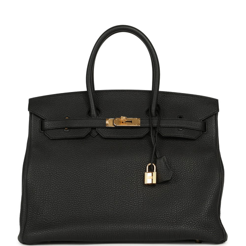 Pre-owned Hermes Birkin 35 Black Togo Gold Hardware