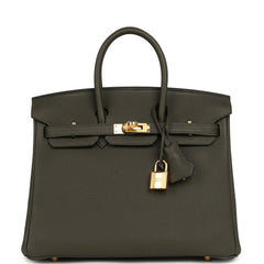 Hermes Birkin 25 Vert de Gris Togo Gold Hardware