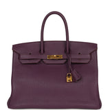 Pre-owned Hermes Birkin 35 Cassis Fjord Gold Hardware - Thumbnail View 1