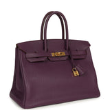 Pre-owned Hermes Birkin 35 Cassis Fjord Gold Hardware - Thumbnail View 2