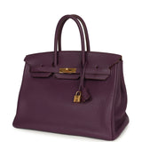 Pre-owned Hermes Birkin 35 Cassis Fjord Gold Hardware - Thumbnail View 5
