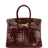 Vintage Hermes Birkin 30 Miel Shiny Niloticus Crocodile Gold Hardware - Thumbnail View 1