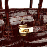 Vintage Hermes Birkin 30 Miel Shiny Niloticus Crocodile Gold Hardware - Thumbnail View 7