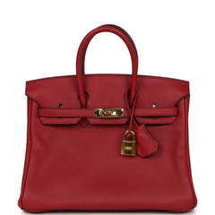 Pre-owned Hermes Birkin 25 Rouge Grenat Swift Gold Hardware