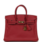 Pre-owned Hermes Birkin 25 Rouge Grenat Swift Gold Hardware - Thumbnail View 1