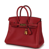 Pre-owned Hermes Birkin 25 Rouge Grenat Swift Gold Hardware - Thumbnail View 5