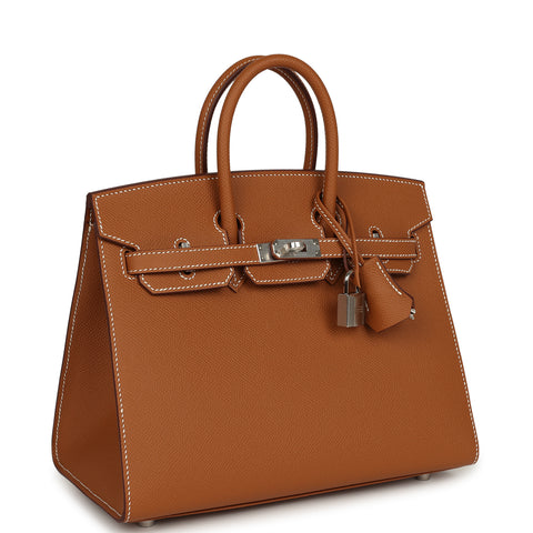 Hermes Birkin Sellier 25 Gold Epsom Palladium Hardware