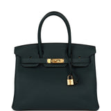 Hermes Birkin 30 Vert Cypress Clemence Gold Hardware - Thumbnail View 1