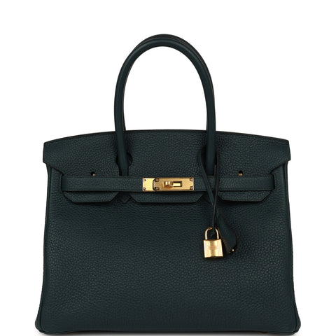Hermes Birkin 30 Vert Cypress Clemence Gold Hardware