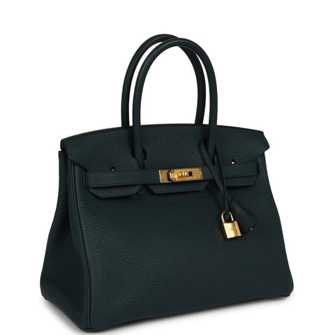 Hermes Birkin 30 Vert Cypress Clemence Gold Hardware