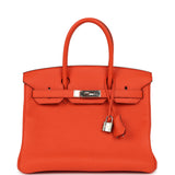 Pre-owned Hermes Birkin 30 Orange Poppy Clemence Palladium Hardware - Thumbnail View 1