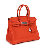 Pre-owned Hermes Birkin 30 Orange Poppy Clemence Palladium Hardware - Thumbnail View 2