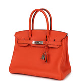 Pre-owned Hermes Birkin 30 Orange Poppy Clemence Palladium Hardware - Thumbnail View 5