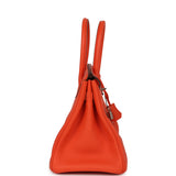Pre-owned Hermes Birkin 30 Orange Poppy Clemence Palladium Hardware - Thumbnail View 3