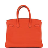 Pre-owned Hermes Birkin 30 Orange Poppy Clemence Palladium Hardware - Thumbnail View 4