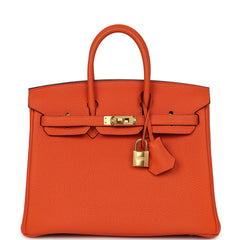 Hermes Birkin 25 Feu Togo Gold Hardware