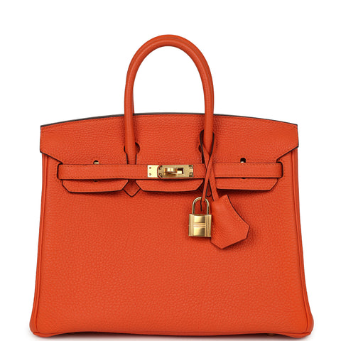 Hermes Birkin 25 Feu Togo Gold Hardware