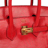 Hermes Birkin 25 Bougainvillea Shiny Varanus Niloticus Lizard Gold Hardware - Thumbnail View 7