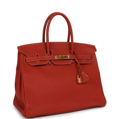 Pre-owned Hermes Birkin 35 Sanguine Fjord Gold Hardware