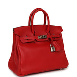 Pre-owned Hermes Birkin 25 Vermillion Swift Palladium Hardware - Thumbnail View 2