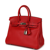 Pre-owned Hermes Birkin 25 Vermillion Swift Palladium Hardware - Thumbnail View 5