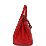 Pre-owned Hermes Birkin 25 Vermillion Swift Palladium Hardware - Thumbnail View 3