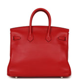Pre-owned Hermes Birkin 25 Vermillion Swift Palladium Hardware - Thumbnail View 4