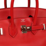 Pre-owned Hermes Birkin 25 Vermillion Swift Palladium Hardware - Thumbnail View 7