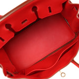 Pre-owned Hermes Birkin 25 Vermillion Swift Palladium Hardware - Thumbnail View 8