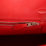 Pre-owned Hermes Birkin 25 Vermillion Swift Palladium Hardware - Thumbnail View 9