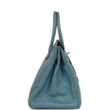 Pre-owned Hermes Birkin 35 Blue Jean Epsom Palladium Hardware - Thumbnail View 3