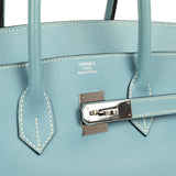 Pre-owned Hermes Birkin 35 Blue Jean Epsom Palladium Hardware - Thumbnail View 7