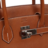 Pre-owned Hermes Birkin 30 Fauve Barenia Faubourg Palladium Hardware - Thumbnail View 7