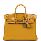 Hermes Birkin 25 Jaune Ambre Togo, Shiny Porosus Crocodile Touch Palladium Hardware - Thumbnail View 1