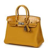 Hermes Birkin 25 Jaune Ambre Togo, Shiny Porosus Crocodile Touch Palladium Hardware - Thumbnail View 5