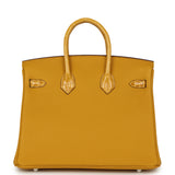 Hermes Birkin 25 Jaune Ambre Togo, Shiny Porosus Crocodile Touch Palladium Hardware - Thumbnail View 4