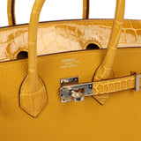Hermes Birkin 25 Jaune Ambre Togo, Shiny Porosus Crocodile Touch Palladium Hardware - Thumbnail View 7
