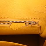 Hermes Birkin 25 Jaune Ambre Togo, Shiny Porosus Crocodile Touch Palladium Hardware - Thumbnail View 9