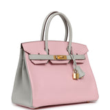 Hermes Special Order (HSS) Birkin 30 Rose Sakura, Gris Perle Chevre Mysore Gold Hardware - Thumbnail View 2